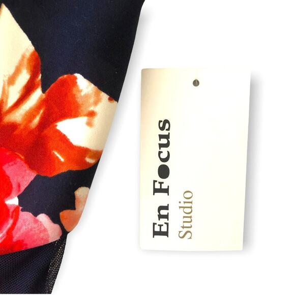 Enfocus Studio New Sleeveless Maxi Dress Size 6 Navy Blue Red Floral Print - Picture 6 of 12